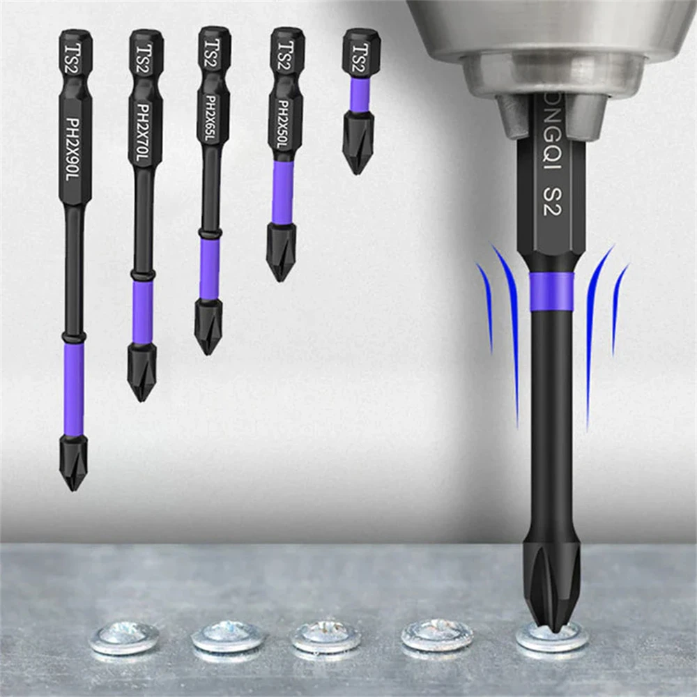 Upgraded High Hardness And Strong Magnetic Bit Anti Slip Screwdriver Bit Set Impact Batch Head Screw PH2 Cross Screwdriver Set