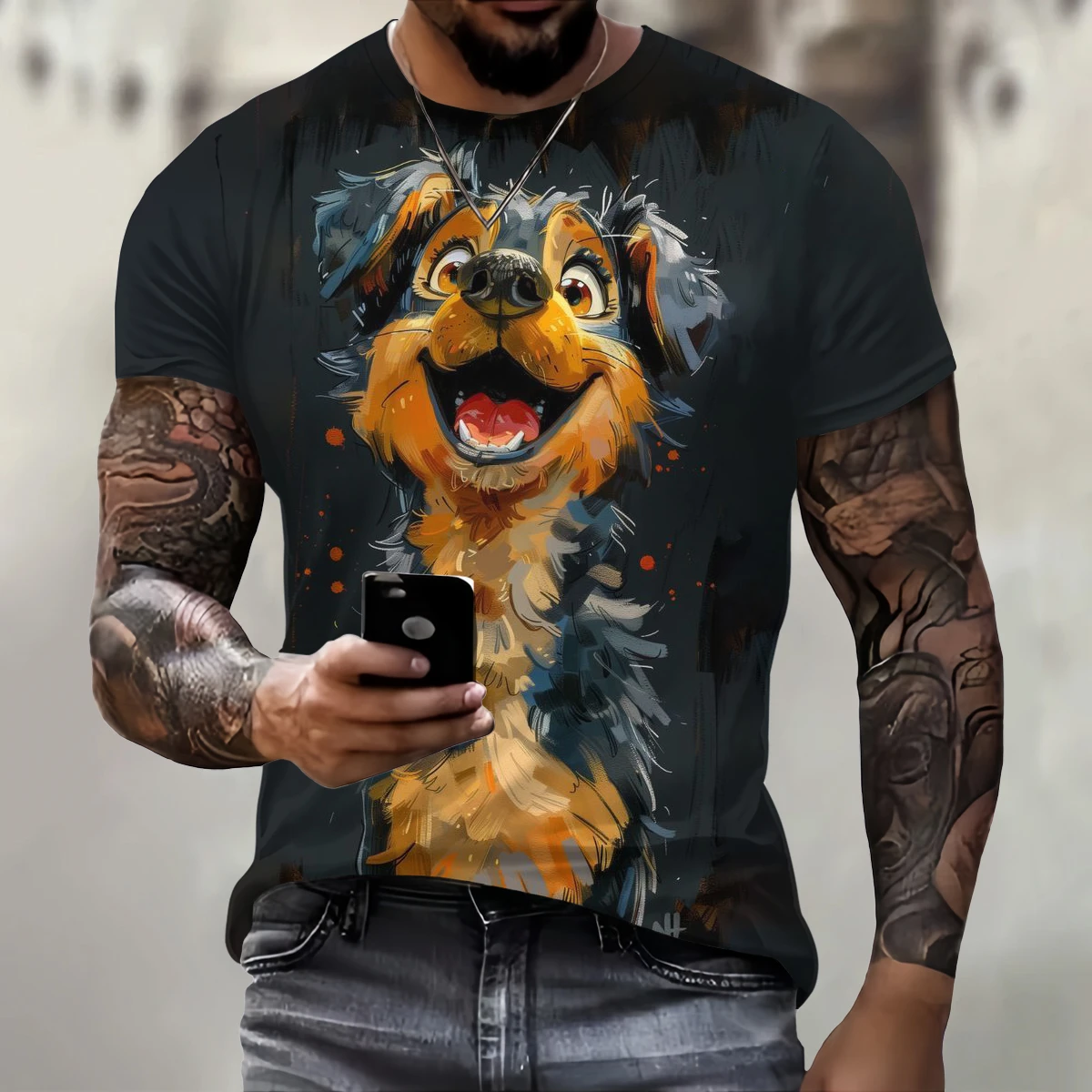 Funny 3D Animal Print T Shirt For Men Street Trend Hip Hop Clothing Casual O-neck Short Sleeve T-Shirt Fashion Loose Summer Tops