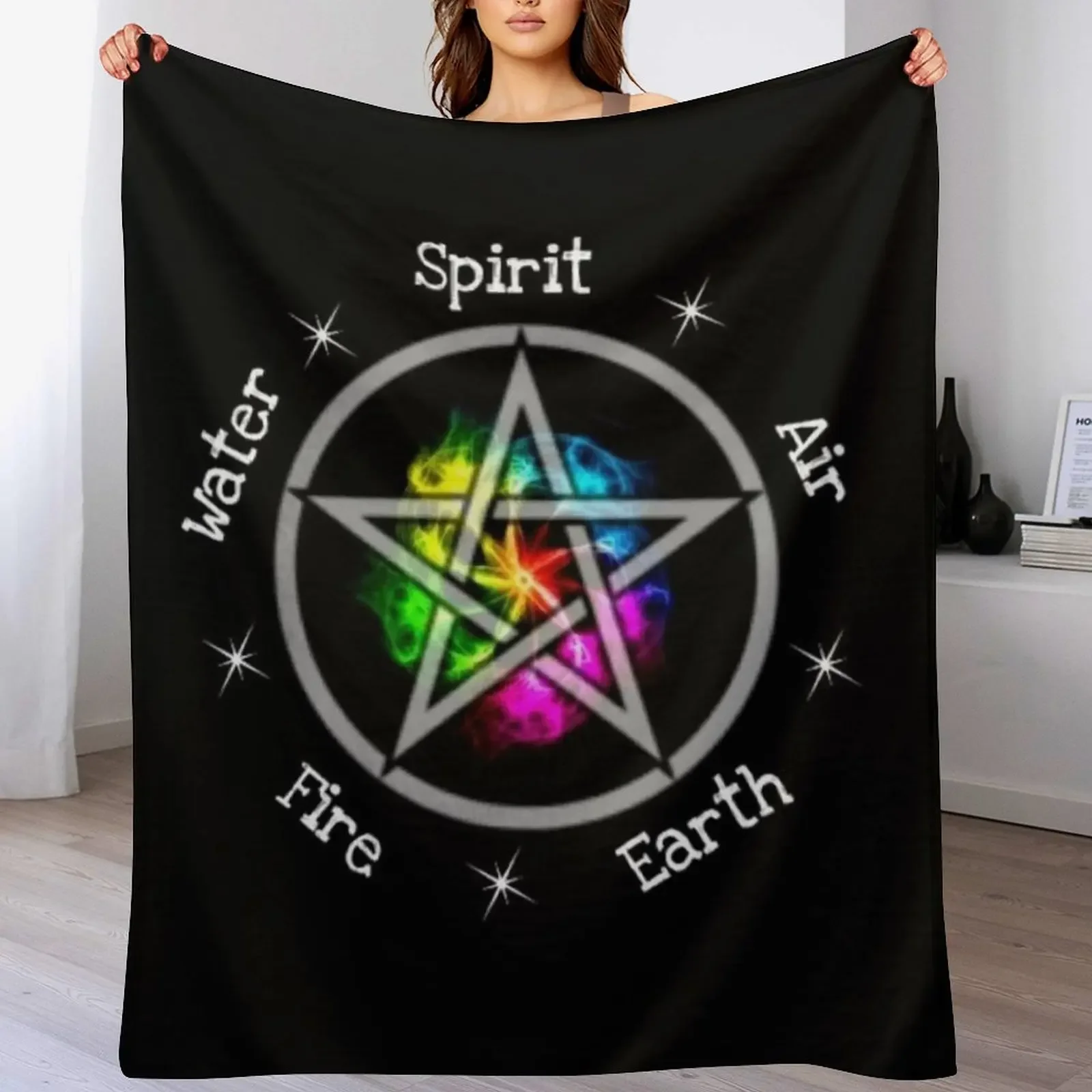 

Pagan Wicca Elemental pentagram Throw Blanket Warm Throw Blanket Gift for Anniversary