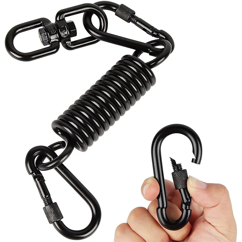 Schaukel feder zum Aufhängen von Stühlen, mit 2 Karabiner haken und 360 ° Dreh haken, Tragfähigkeit 250kg zum Aufhängen von Stühlen, Hängematten, Yoga usw.