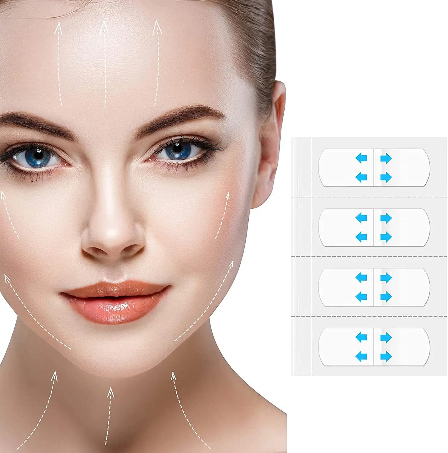 80 Stück Face Lifting Unsichtbare Aufkleber Hals Auge Doppelkinn Lift V-Form Nachfüllbänder Dünnes Make-up Facelifting Patch Klebstoffe Verbot