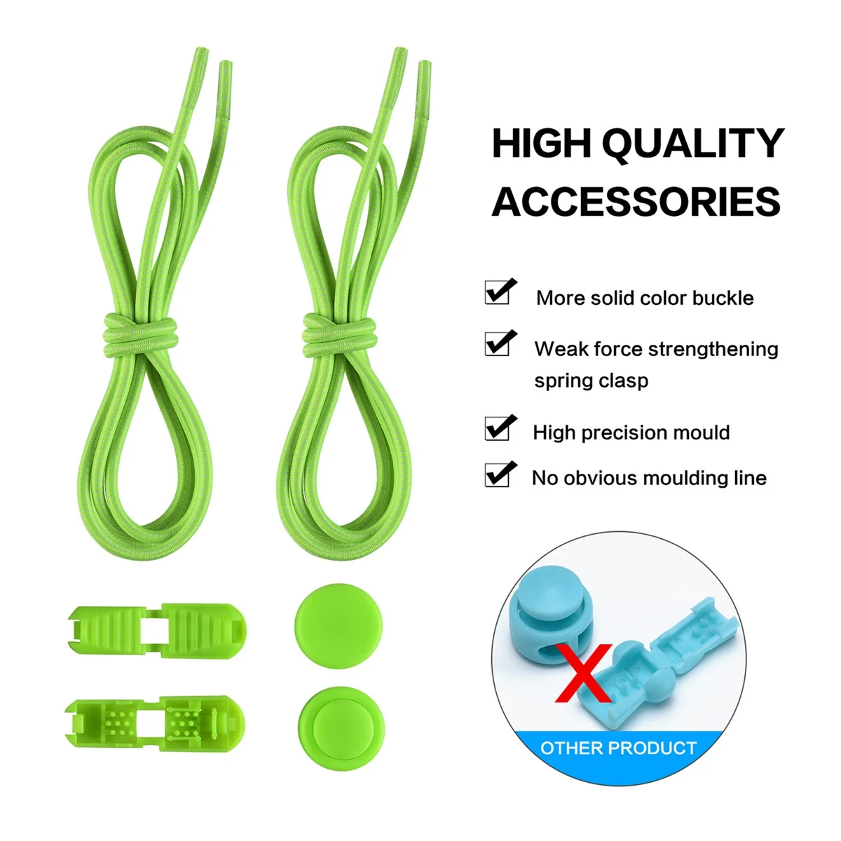 ABJA-5 Pair Reflective Elastic Lock Shoe Laces One Size Fits All Adult And Kids Shoes