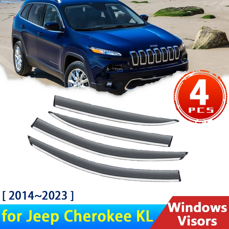 

Deflectors for Jeep Cherokee KL 5 V 2014~2023 Accessories Car Windows Visors Rain Eyebrow Guards Sun Visor Awning Trim 2019 2020