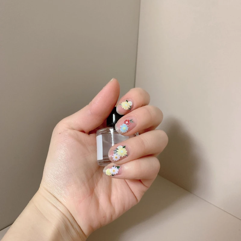 Fresh Embossed Daisy Nail Stickers Spring Summer Colorful Floral 3D Self Adhesive Art Decals Embroidery Flower Nail Decorations