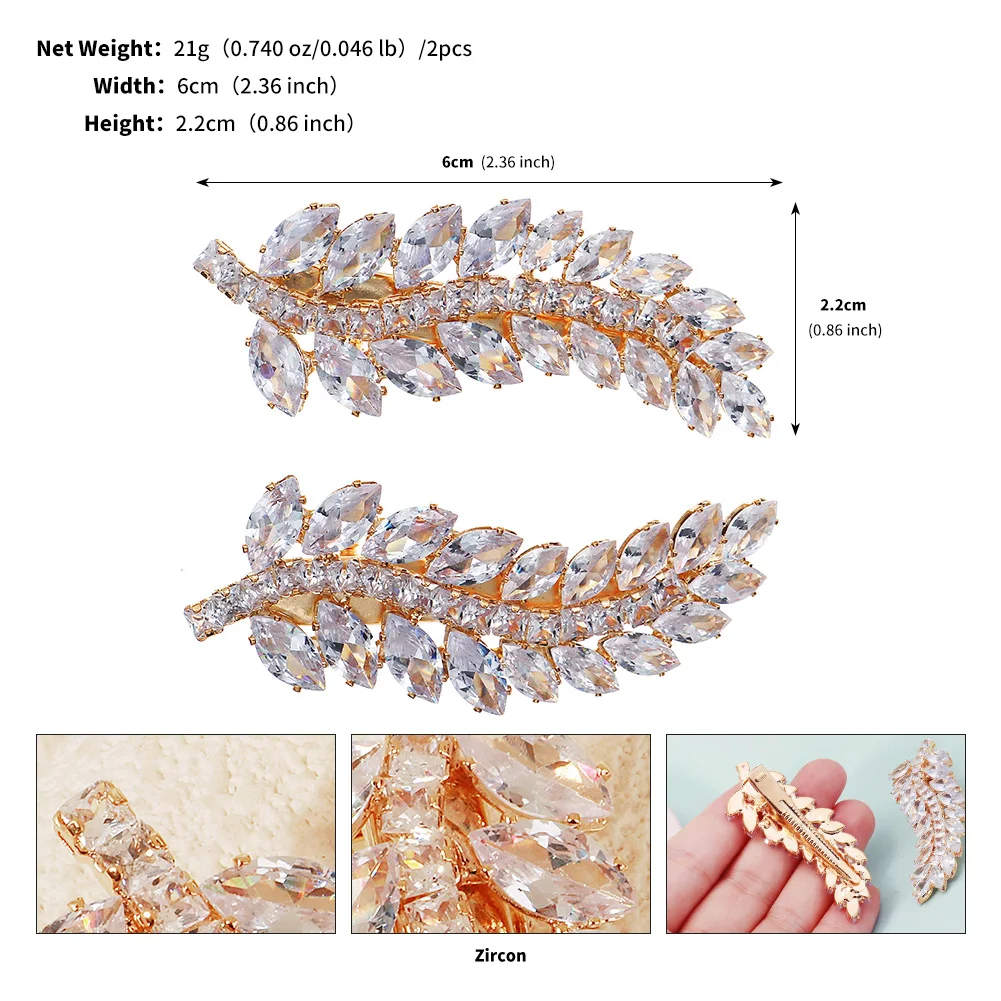 جديد ورقة على شكل الزركون الزفاف باريت رائعة يدويا شعر أميرات كليب الجانب اجتاحت الانفجارات كليب حفلة إكسسوارات الشعر هدية #6