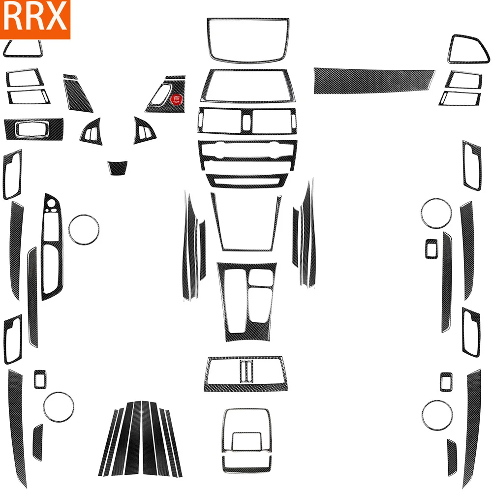 For BMW X5 E70 X6 E71 2008-2014 Dashbaord Full Set Kit Trim Panel Tuning Cover Soft Real Carbon Sticker Car Interior Accessories