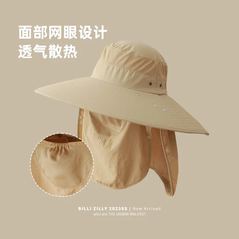 Outdoor Neck-Proof Bucket Hat Men's Fishing UV Women's Big Brim Waterproof Quick-Drying Hat