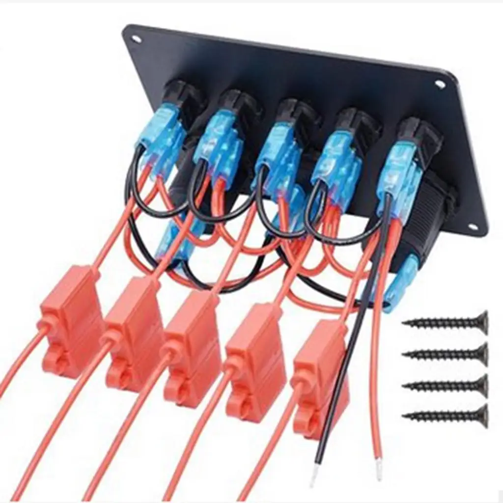 Rocker Switch Panel USB Charger Voltmeter LED Display ABS Plastic Waterproof for RV Boat Caravan Yacht