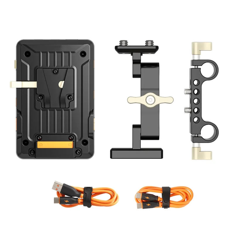 A73E-VP1 V-Mount Plate With PD 14.8V, 15MM Rod Clamp, Standard V Battery V-Lock Plate Adapter For Professional Videography