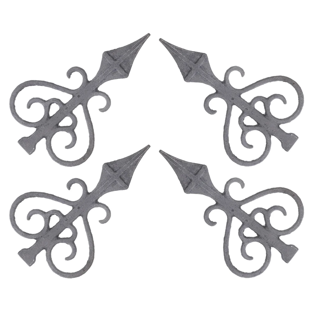

4 Pcs Cast Iron Fence Accessories Durable Farmhouse Finial Post Tops Metal Gate Toppers Fence Caps Outdoor Decorative