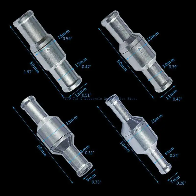 L5BC 6/8/10/12mm Pemeriksaan Bahan Bakar Non-Way Non-Way untuk Katup Aluminium Paduan Gasolin Selang Vakum Vakum Minyak