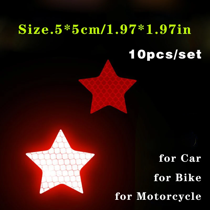 10pcs/set Car Bumper Reflective Safety Strip Stickers Car Star Reflective Sticker Reflective Warning Safety Tape