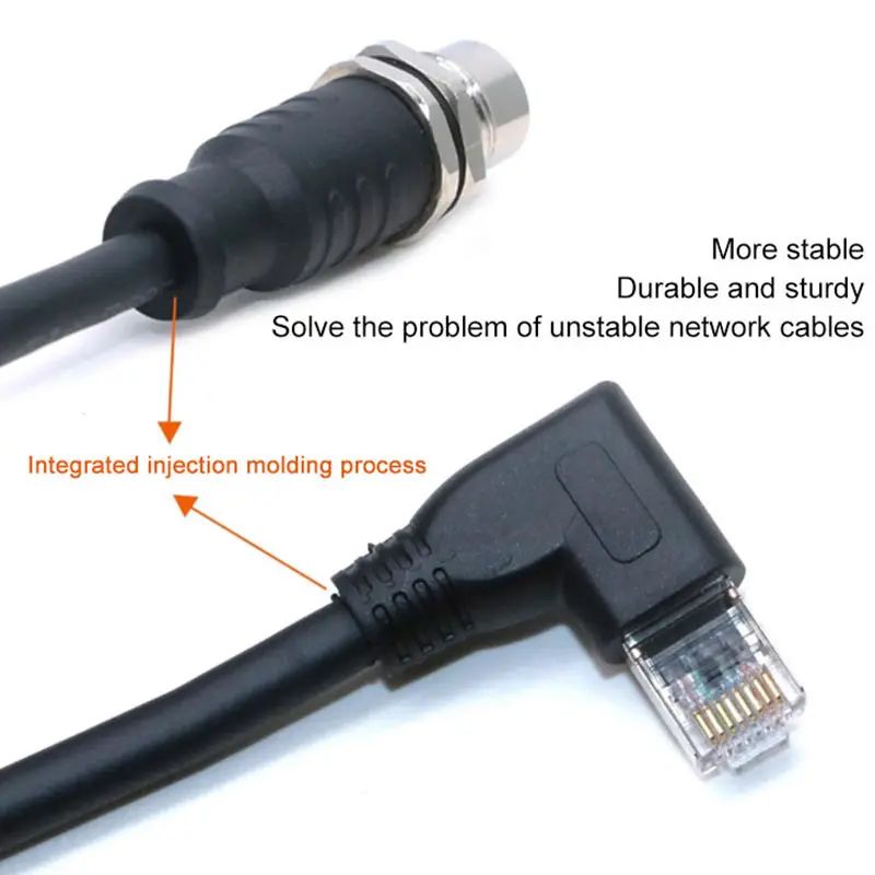 M12 4Pin D-type Female to RJ45 Connector with Shielding A-code 5pin X-code 8pin PG9 Panel Mount 26AWG Cat6 Network Signal Plug