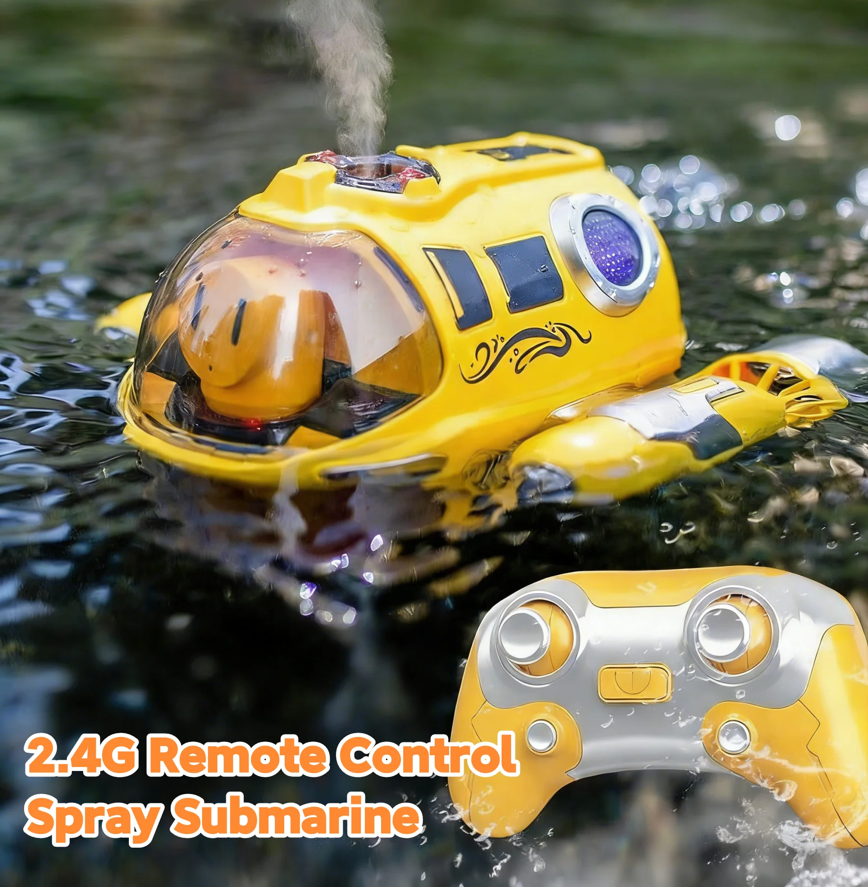 

Радиоуправляемая подводная лодка 2.4G с функцией распыления, электрическая лодка на радиоуправлении с подсветкой, водонепроницаемая, игрушка-кораблик для детей, подарок