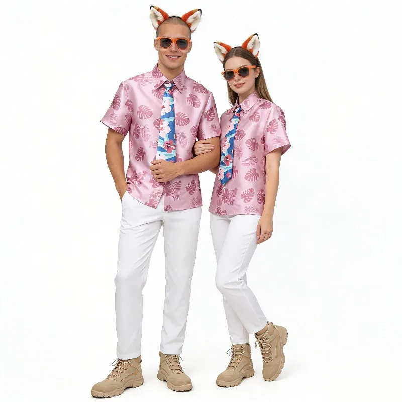 

Halloween Cosplay Costume Zootopia 2 Fox Nick Pink Shirt Pants Tie Suits Anime Theme Party Role Playing Outfits for Unisex