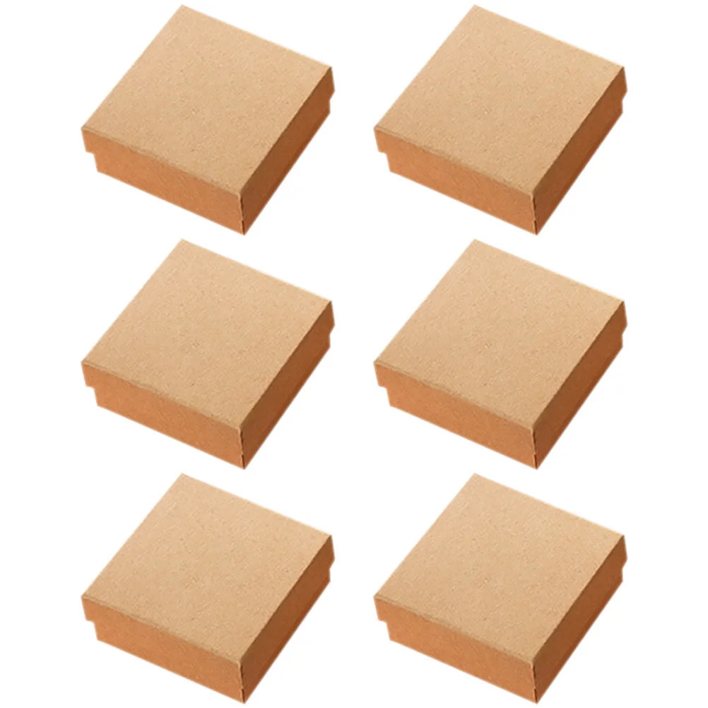

6Pcs Jewelry Gift Paper Box Solid Color Small Portable Jewelry Case Earring Storage Necklace Packing Sponge Liner