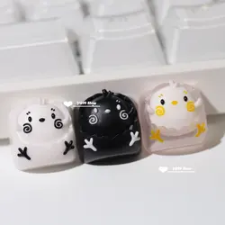 Personalized Cute Resin Small Black Chicken Keycap Personality White ESC Keys Cross Axis Game Mechanical Keyboard Keycap