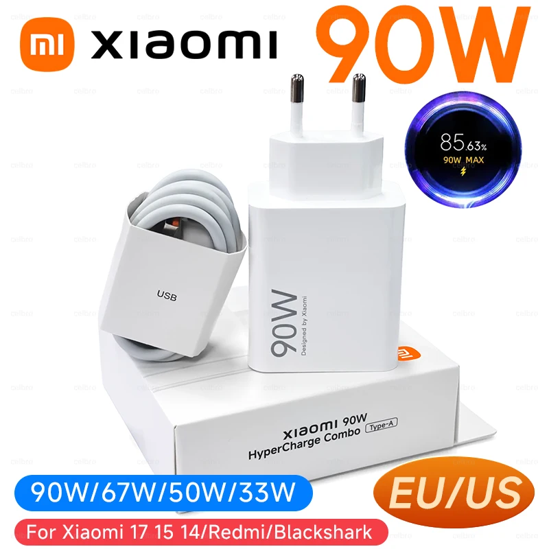 

Оригинальное зарядное устройство Xiaomi 90W, адаптер Type-C 67W 55W, кабель USB для быстрой зарядки 6A, совместимо с Mi 15, 15T, 14, 13 Pro, Ultra, Redmi Note, POCO, MIX, Flip