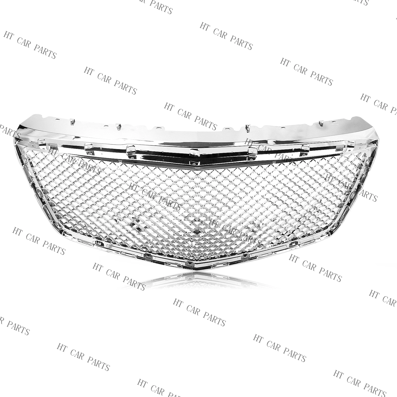 For Cadillac CTS Sedan 2014-2019 ( After June 2014 ) 1 Piece Chrome Silver Honeycomb Style of Front Bumper Grille Mesh Grill