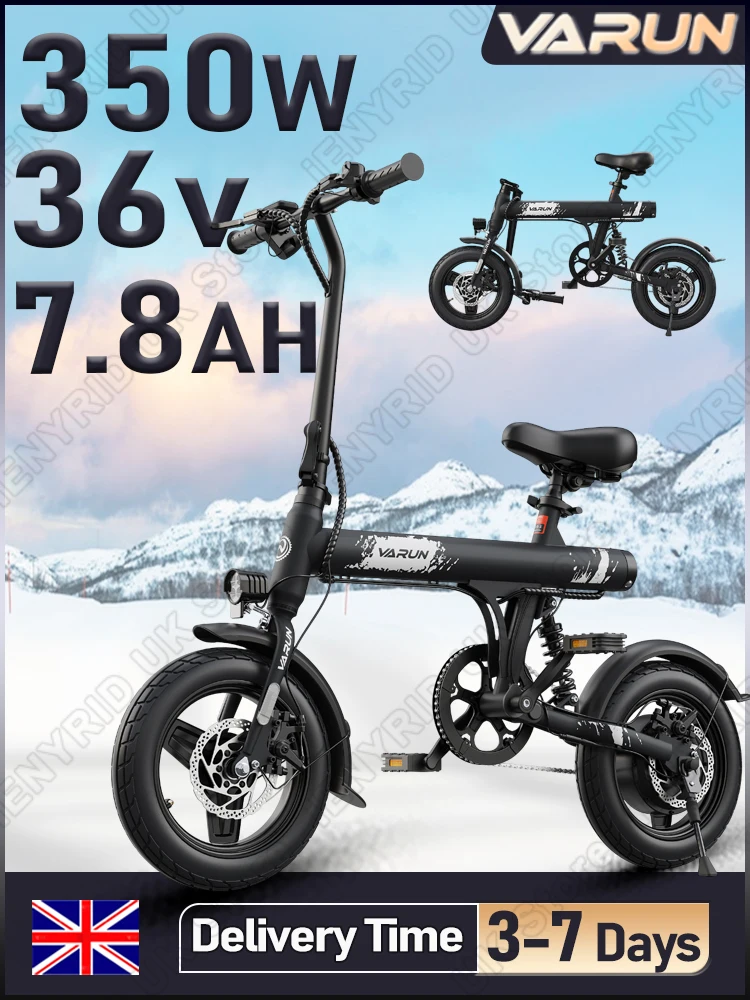 AliExpress VARUN C14-1 Folding Electric Bike For Kids 350W Motor 36V7.8AH Battery Commuter Suitable for Light Ebike 14" Tire Adult EBicycle