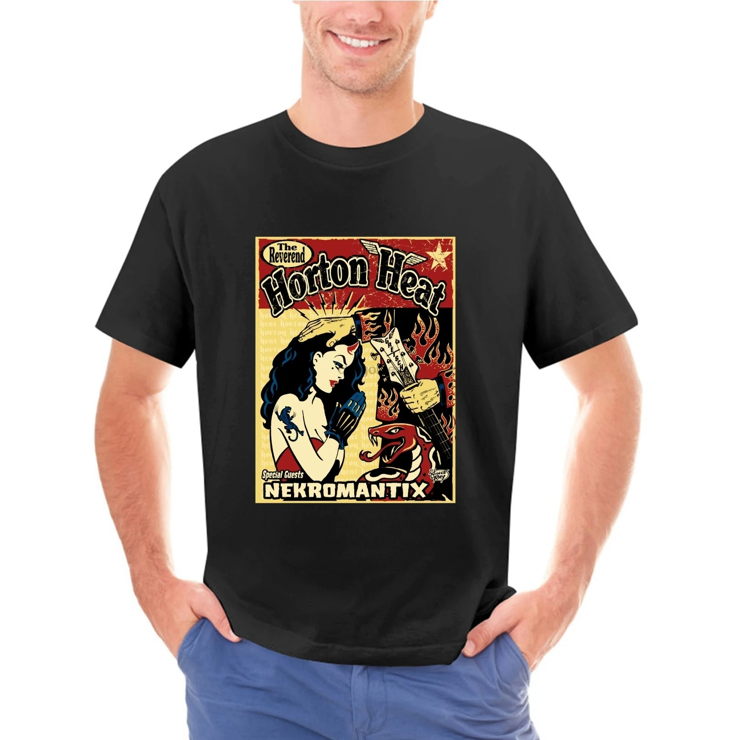 Amy A McLeod Reverend Horton Heat Poster Men's Short Sleeves T-Shirt Gift