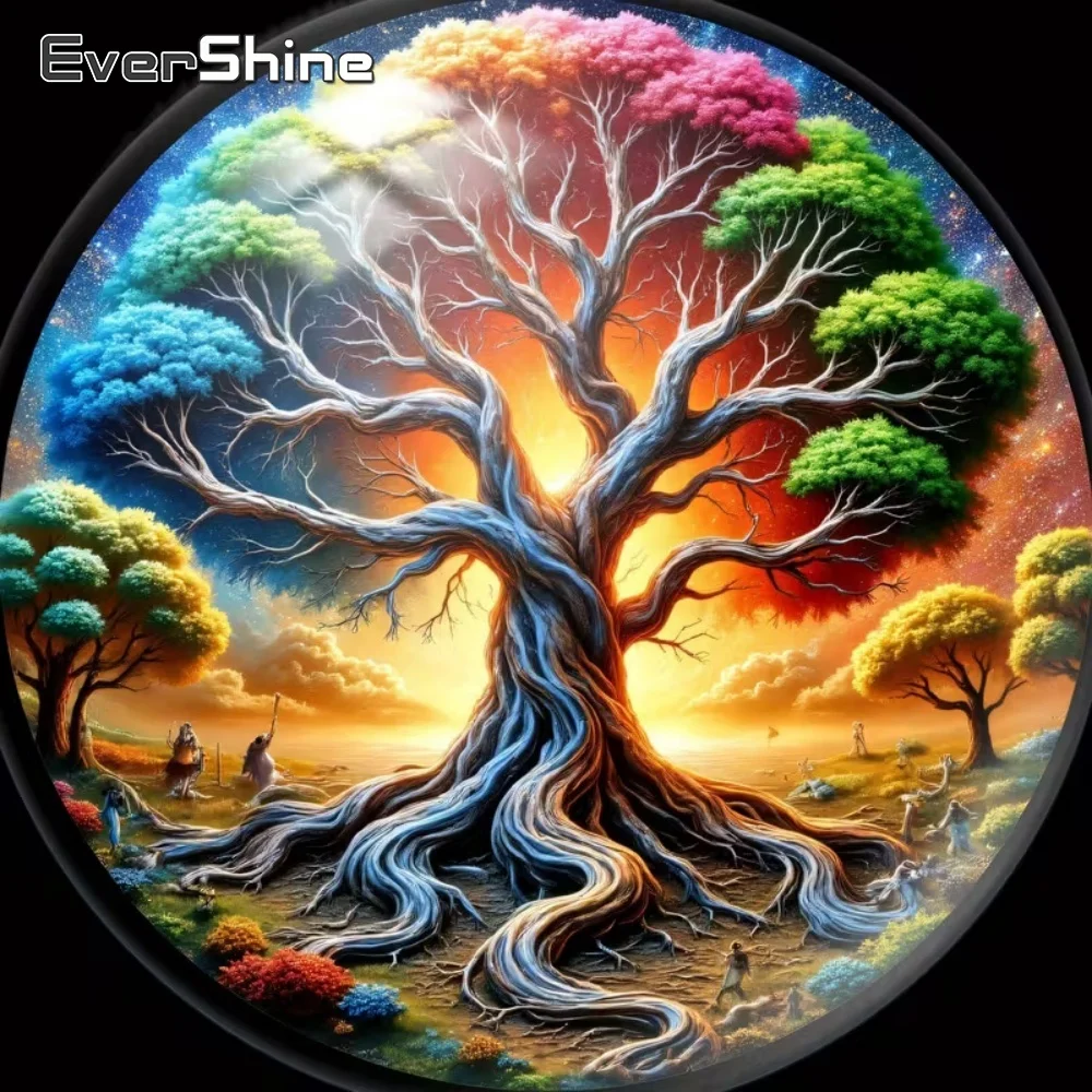 Evershine Vollquadrat Rund Diamant Mosaik Baum Landschaft Malerei DIY Stickerei Bild von Strass Dekor für Zuhause