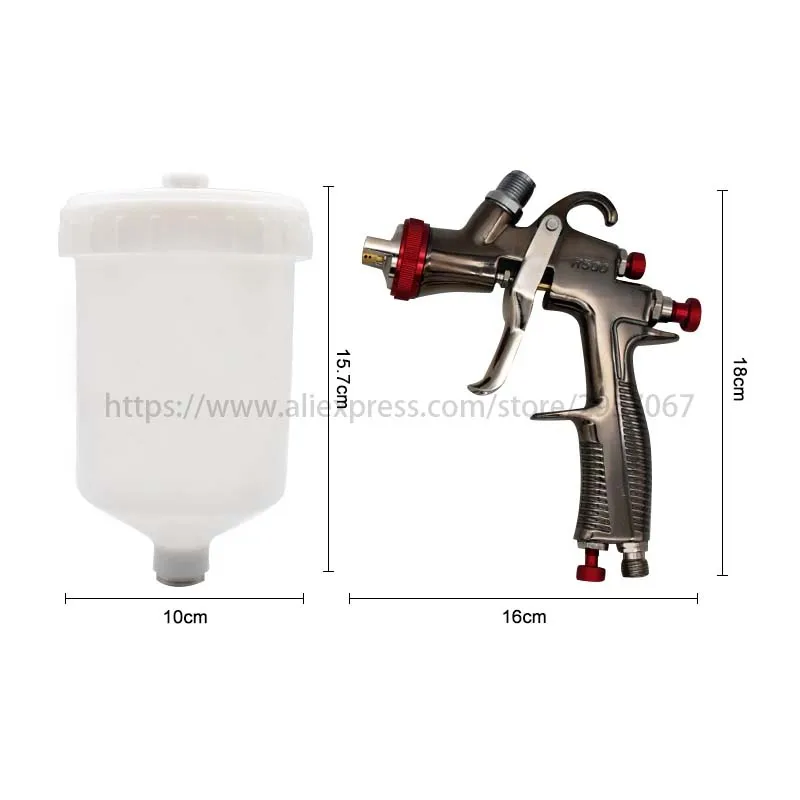 Spray Gun 1.3/1.5/1.7/2.0mm Nozzle R500 LVLP Spray Gun 600cc  Paint Airbrush And Air Regulator Gauge Water Oil Separator Filter