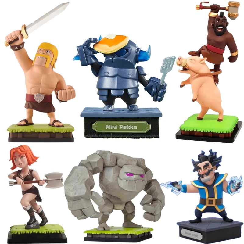 In Stock Supercell Original Clash of Clans Electro Wizard valkyries Hog Rider Barbarian Golem Mini pekka Collection Statue from