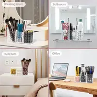 Support de rangement pour pinceaux de maquillage à 3 emplacements, organisateur de maquillage, boîte de rangement cosmétique, présentoir pour rouge à lèvres et crayons à sourcils, boîte transparente en acrylique 6