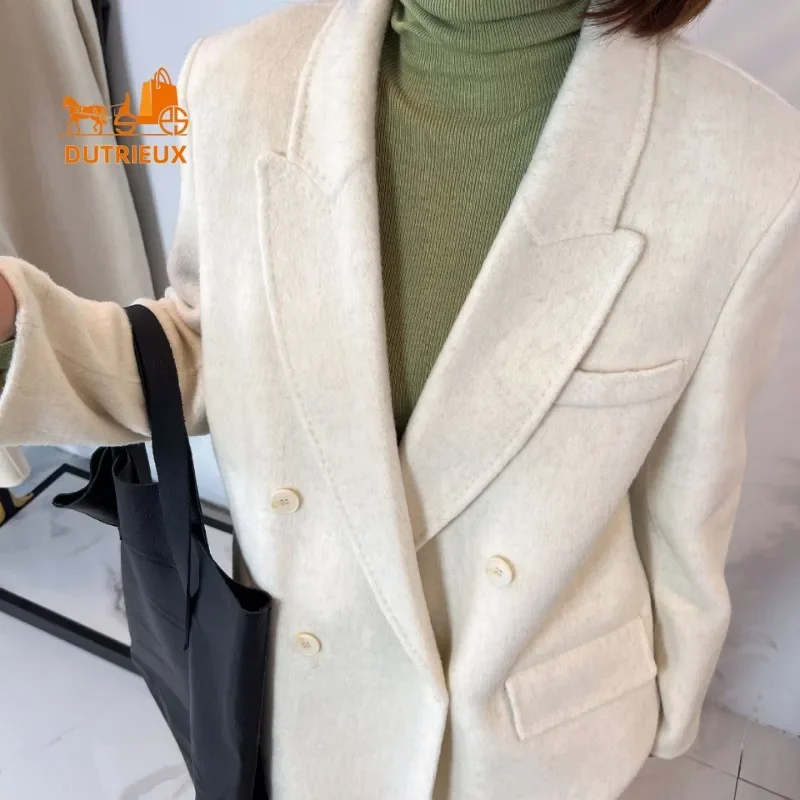 New Winter Women\'s 100% Wool Coat , Best Quality Double-faced Wool Suit Jacket , Simple and Elegant Mid-length Cashmere  Jacket