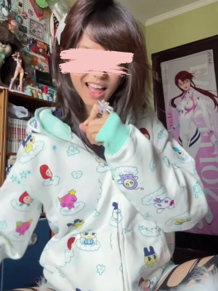 Sweat à capuche avec oreilles d'ours de dessin animé pour femme, Cardigan ouvert avec fermeture éclair, Double capuchon, couleur Jaet, coréen, printemps-automne