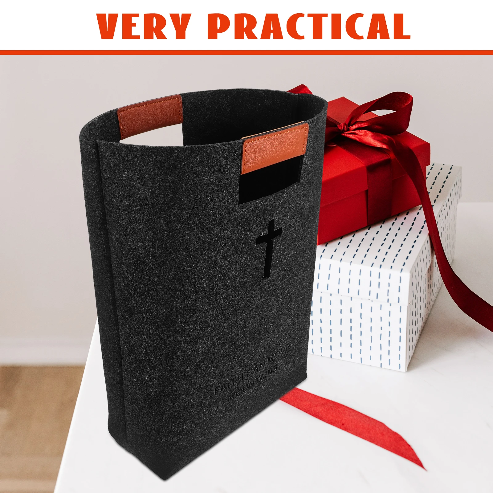 

Felt Tote Large Capacity Handbag Dark Grey Shopping Bag Bible Accessories Women Casual Felt Grocery Bag Tote Bags