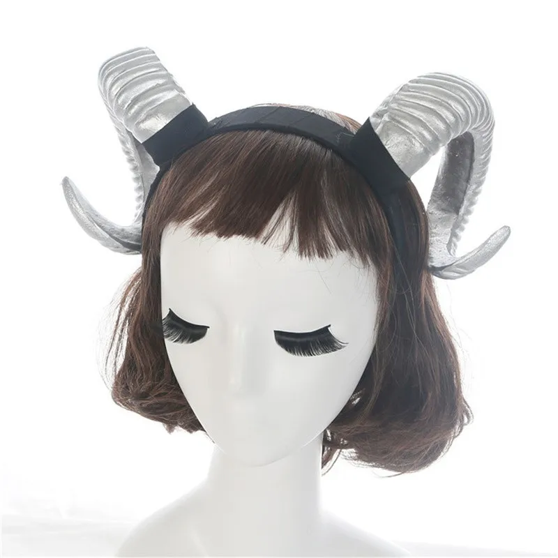 Gothic Lolita Sheep Horn Headwear ปีศาจ Evil Horn Headband Cosplay Props ผู้หญิงฮาโลวีนอุปกรณ์เสริม Hairpin Evil