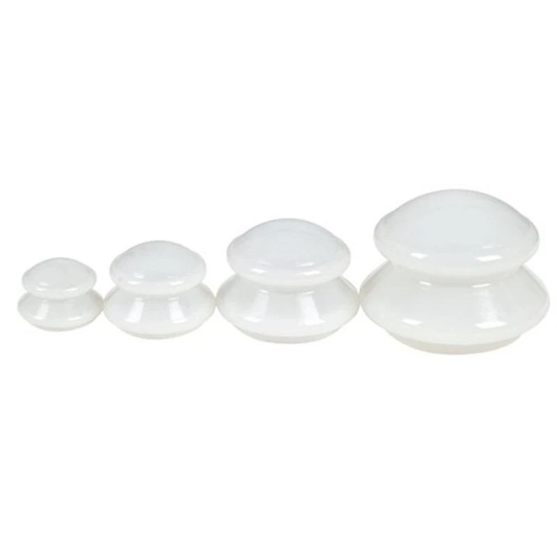Lattine sottovuoto bianche massaggio coppettazione in Silicone assorbitore di umidità Ventouse dispositivo anticellulite per terapia fisica 4 pezzi