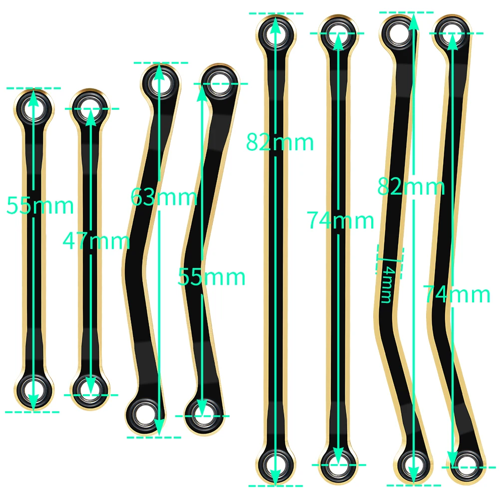 AXSPEED Brass High Clearance Chassis Links Set Linkage Adds Weight for TRX4M K10 F150 1/18 RC Micro Crawler Car Parts