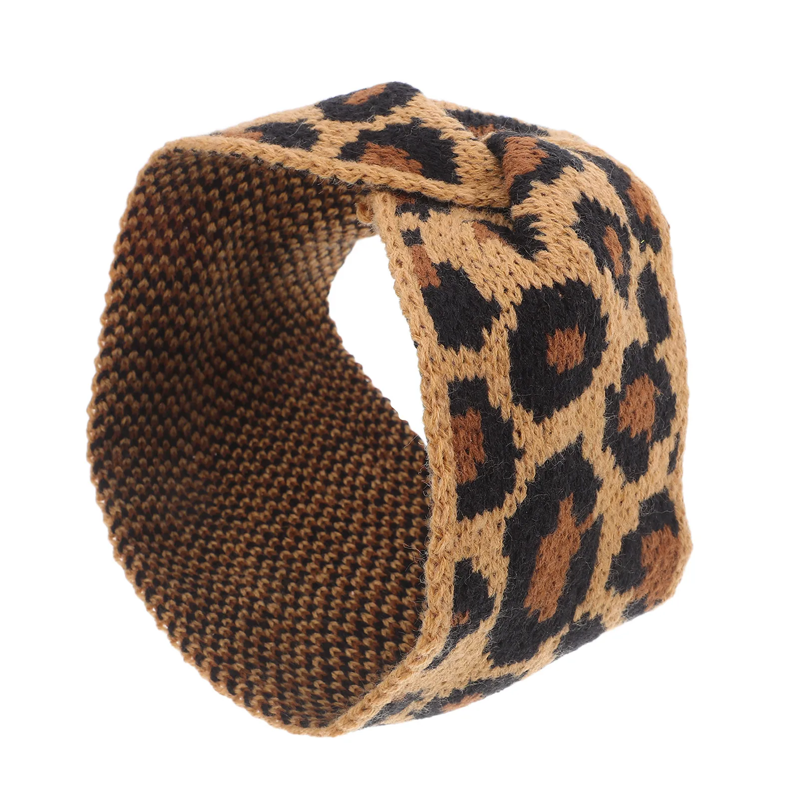 

Knitting Leopard Pattern Headband Women Wide Stretchy Hair Band Winter Warm Hair Accessories Party Casual Women Headband
