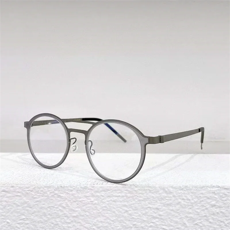 2023 Round Denmark Designer Glasses 9739 Non-Screw Women Double Beam Anti Blue Frames Pure Titanium Prescription Men Eyewear