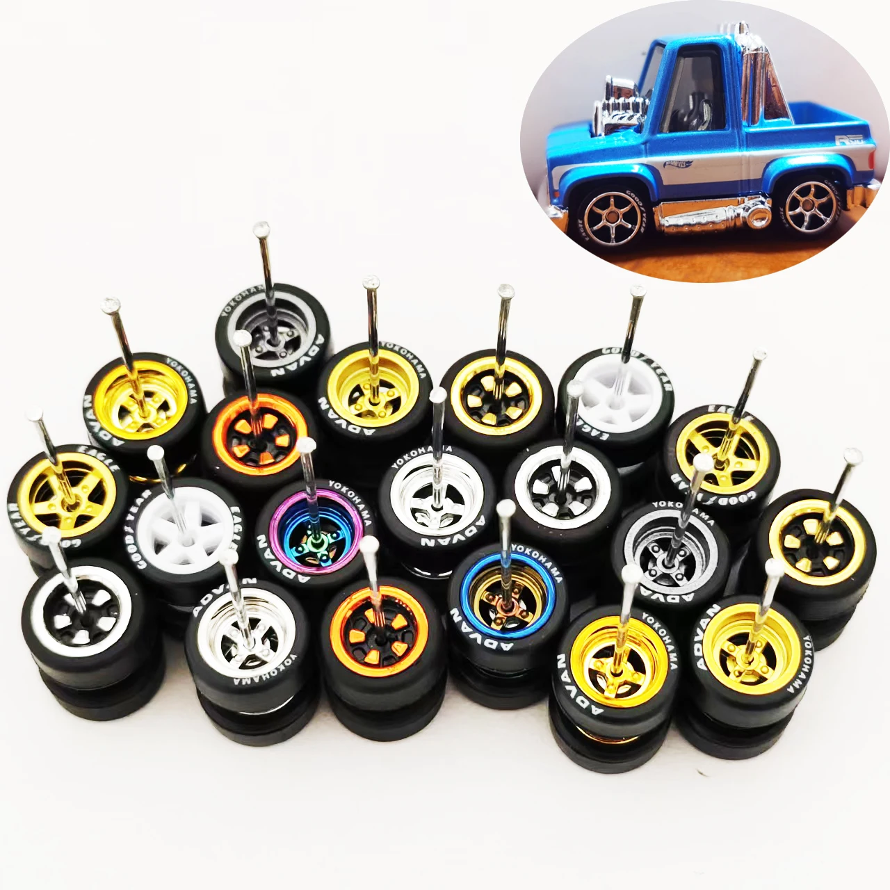 10 Sets 1/64 Tires Pack Wheels Set 9.8mm 10.8mm 11mm 13mm 14mm 17mm for 1:64 Diecast Cars Model Domeka/Tomy/Hot Wheel/Matchbox