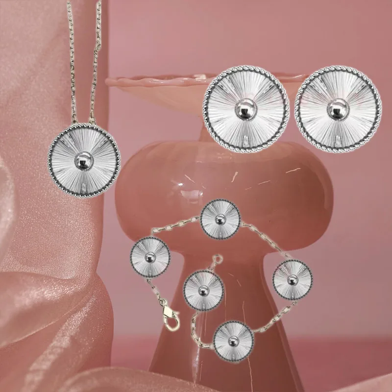 

Fashion 4 Leaf Clover Set 925 Sterling Silver High Luxury Versatile Gift for Women