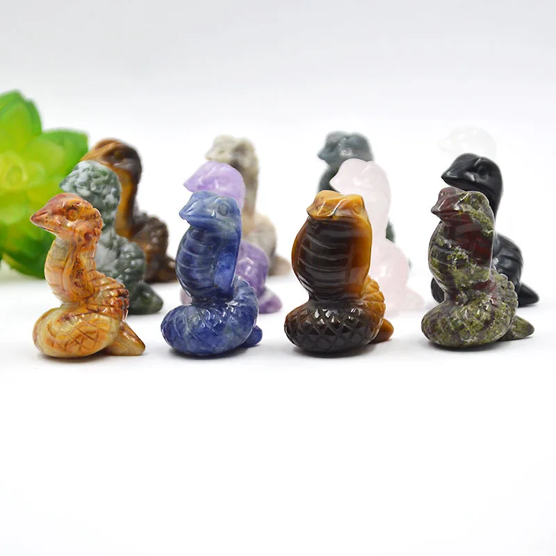 

Natural Gemstone Carved Snake Figurine - Crystal Snake Pendant For Jewelry Making