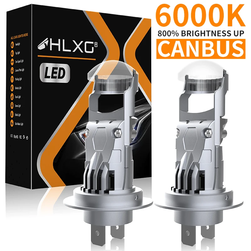 

HLXG H7 H4 Светодиодная фара с мини-проектором H8 H11 H9 9005 9006 9012 6000K 7035 CSP Чипы Автомобильная противотуманная фара Plug&Play высокой мощности