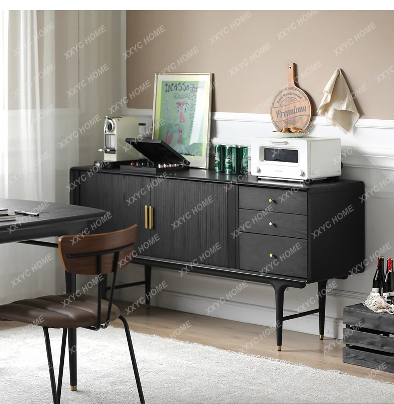 

Modern Minimalist Retro Mid-Ancient Industrial Style Organ Shutter Door Solid Wood Side Cabinet/Natural Color furniture