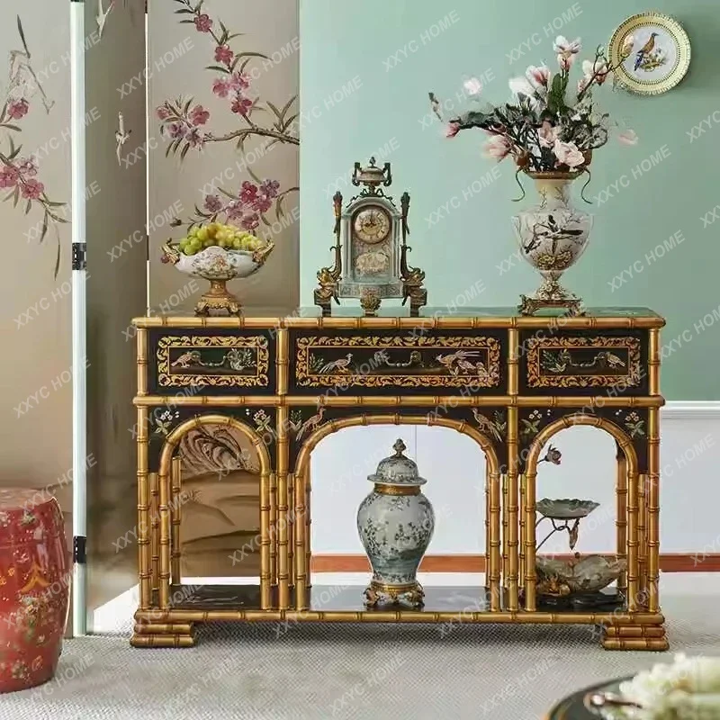 XX XSolid Wood Porch Cabinet Living Room Decorative Cabinet Villa Entrance Foyer Partition Storage Table