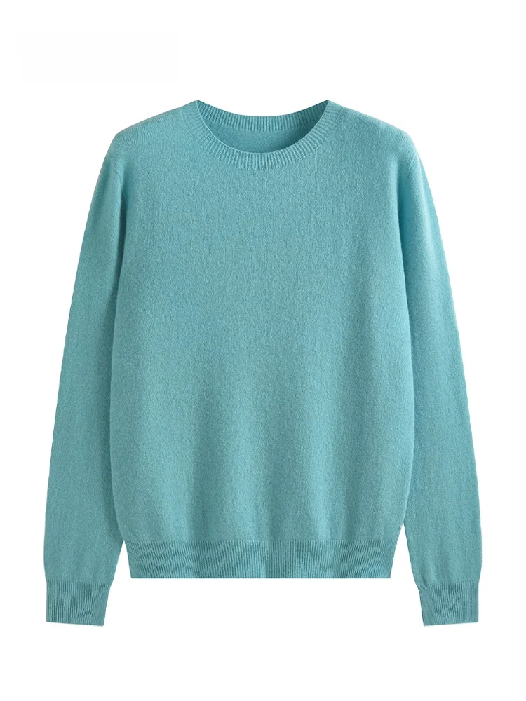 

JZZDEMM Sl One-Piece round Ne Basic Knitted Wool Sweater Women's Overhead Thermal irt Cotton Regular Sve
