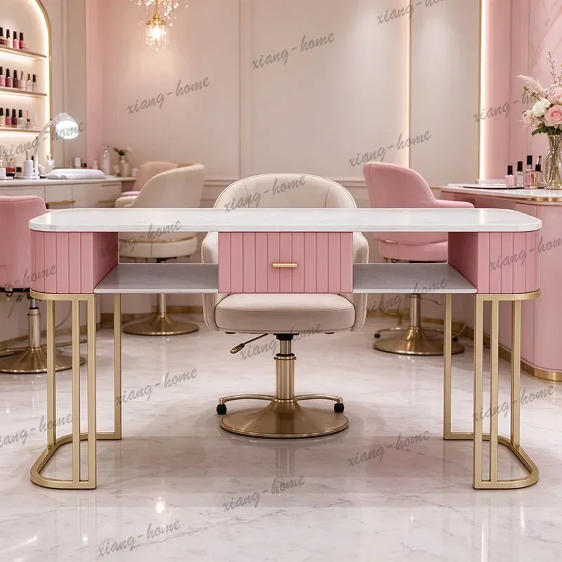 Factory Direct Elegant Premium Manicure Table Trendy Classic Traditional Chinese Manicure Table Metal Unique Manicura Mesa Nail