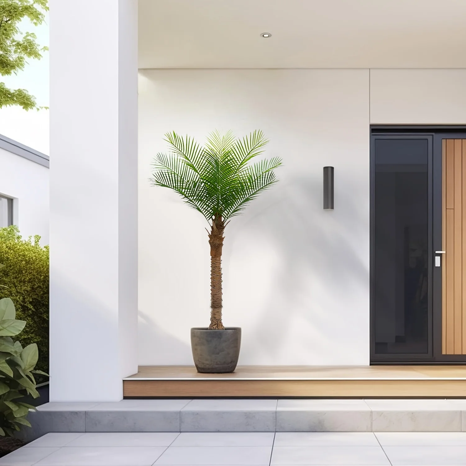 Realistische Künstliche Kokospalme, Lebensechte Tropische Plastikpflanze, Künstliche Palme mit Schwarzem Blumentopf, Dekorativer Getopfter Tropischer Baum für Haus, Garten, Innen- und Außendekoration