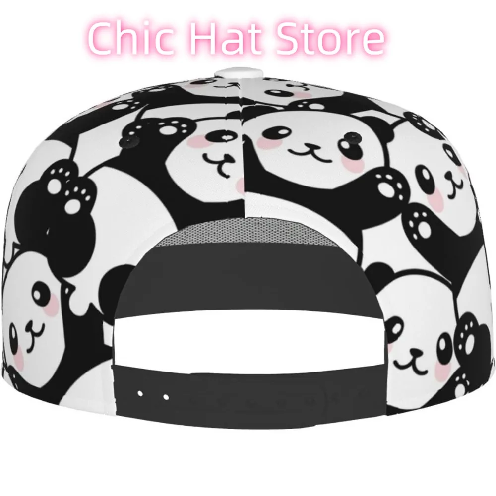 قبعة مسطحة قابلة للتعديل للرجال والنساء، قبعة بيسبول هيب هوب - نمط سلس لطيف الباندا