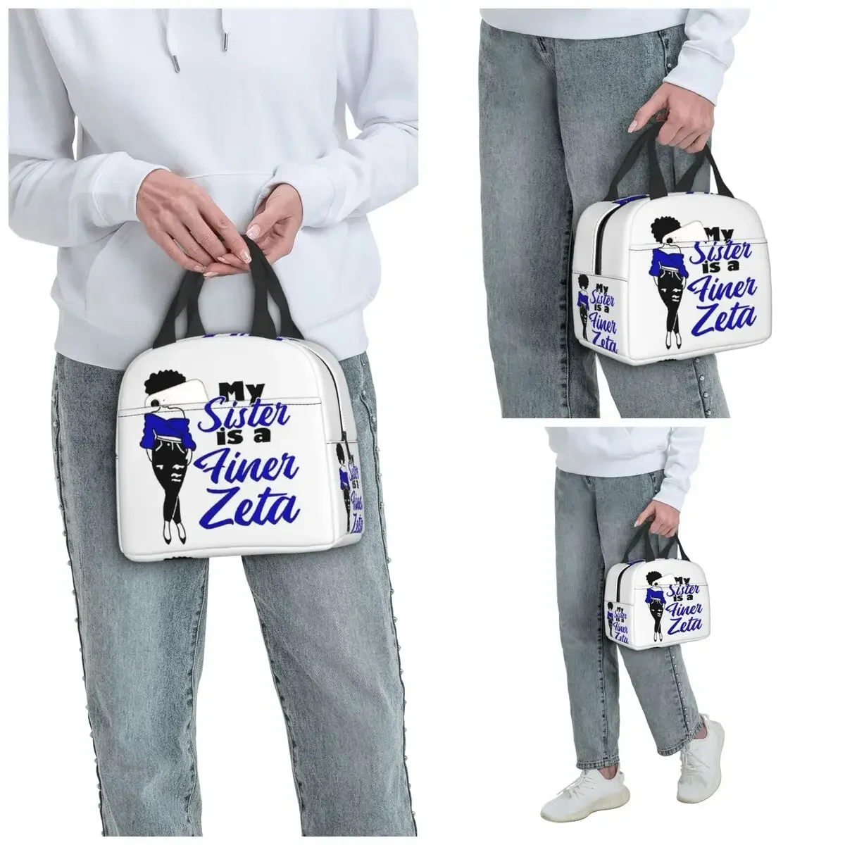 Zeta Phi Beta Sorority Logo Insulated Lunch Bag for Women Office Cooler Thermal Food Box Tote Portable Lunch Boxes Container