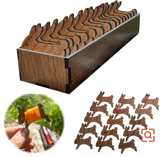 Wooden Animal Bobbin Set Sheep Box Reel Animal Board Shape Furniture Decoration Crafts Small Ornaments Wooden Dog Rabbit Cat