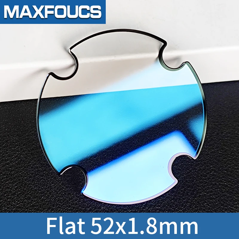 Mineral Glass 52x1.8mm For Diesel Flat crystal with 4 round gap Blue Ar Coating Silver/Black Trim Watch Glass Replacement Part